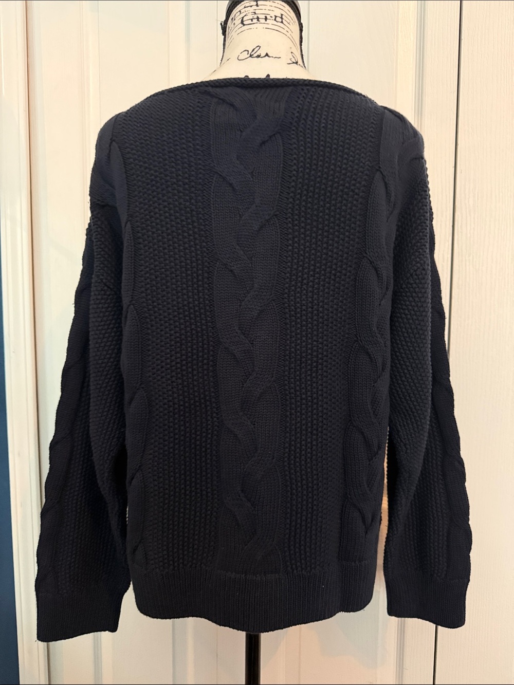 Lucky Brand Navy Cable-Knit Off-Shoulder Sweater - Picture 3 of 10